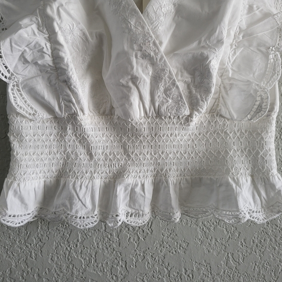 Anthropologie Joss Ruffled Crop Top White Sz M - New w/ Tags! - Picture 6 of 13